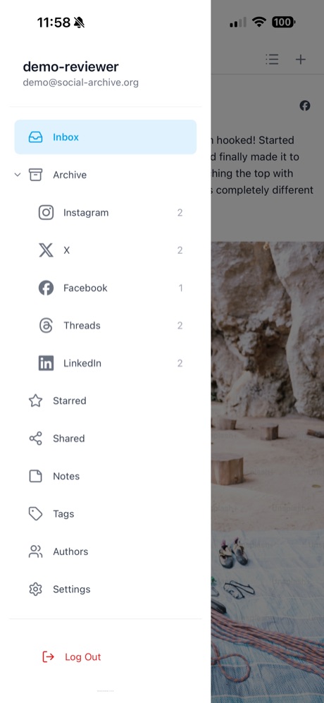 Navigation drawer with platform filters